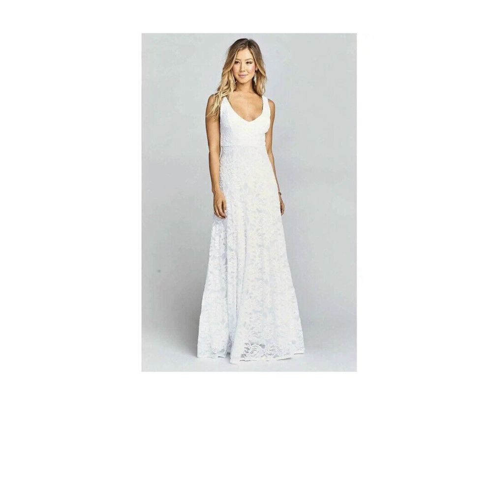 Show Me Your Mumu Jenn Maxi Dress V Neck Flowy White Lovers Lace XXS